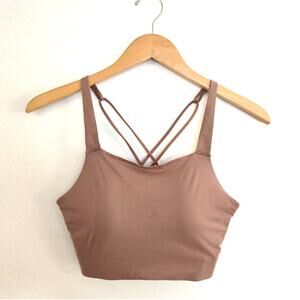 Nike Dri-Fit Swoosh Luxe Strappy Sports Bra Dusty Rose M